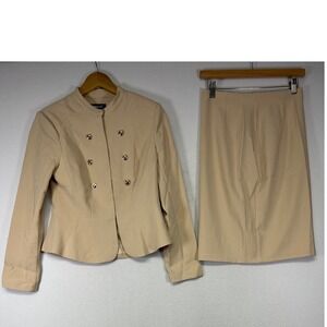 Professional Allegra K Womens XS Beige Peplum Blazer and Pencil Skirt Suit Set